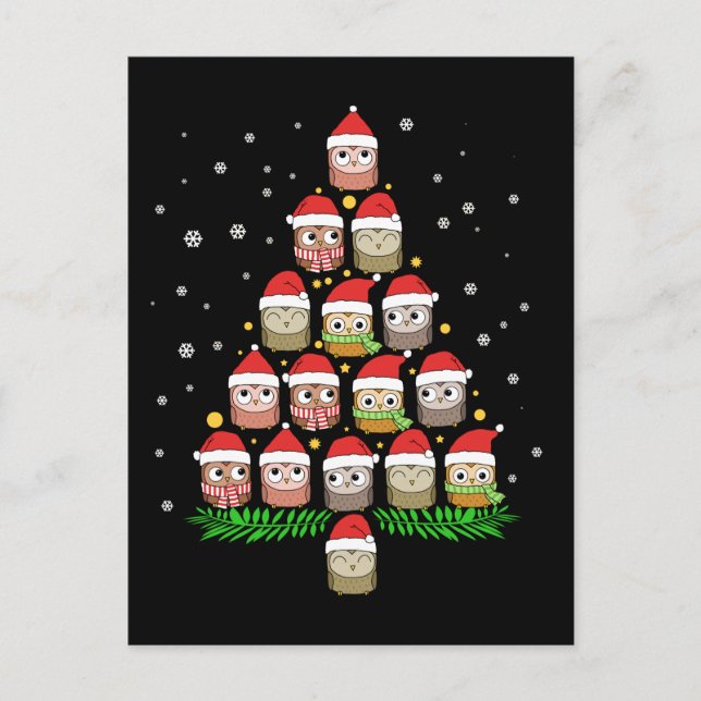 Carte Postale Noël Chouette Cadeaux Filles Noël Arbre Chouette C (Devant)