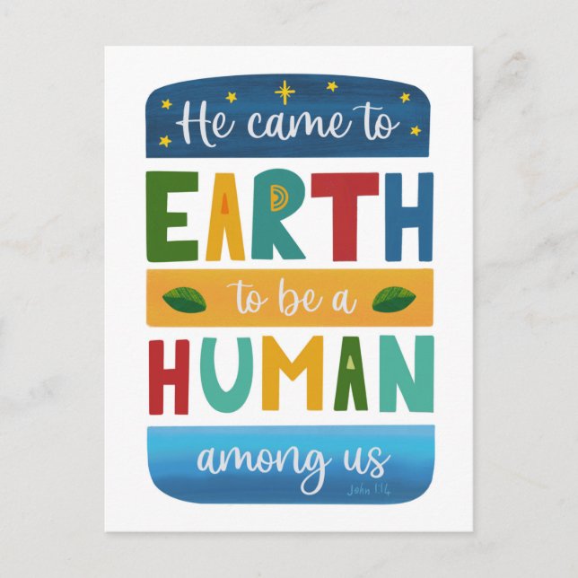 Carte Postale Noël chrétien religieux moderne Jean 1 14 (Devant)
