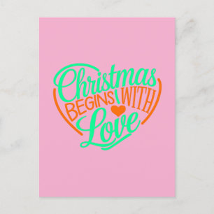 Carte Postale Noël Commence Avec Amour Art numérique Design
