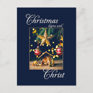 Carte Postale Noël commence avec la Nativité Christ