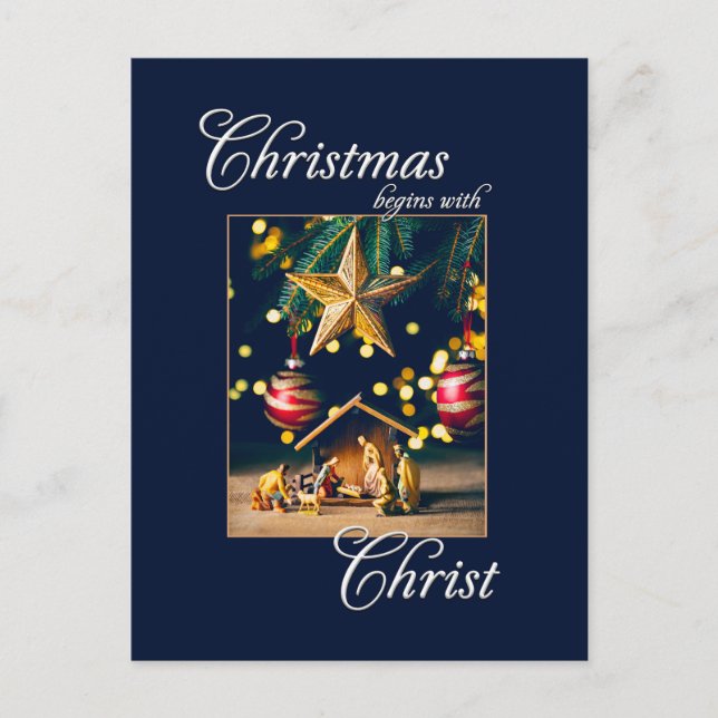 Carte Postale Noël commence avec la Nativité Christ (Devant)