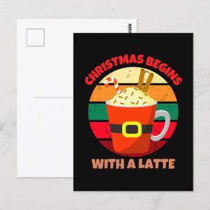 CARTE POSTALE NOËL COMMENCE AVEC UN LATTE