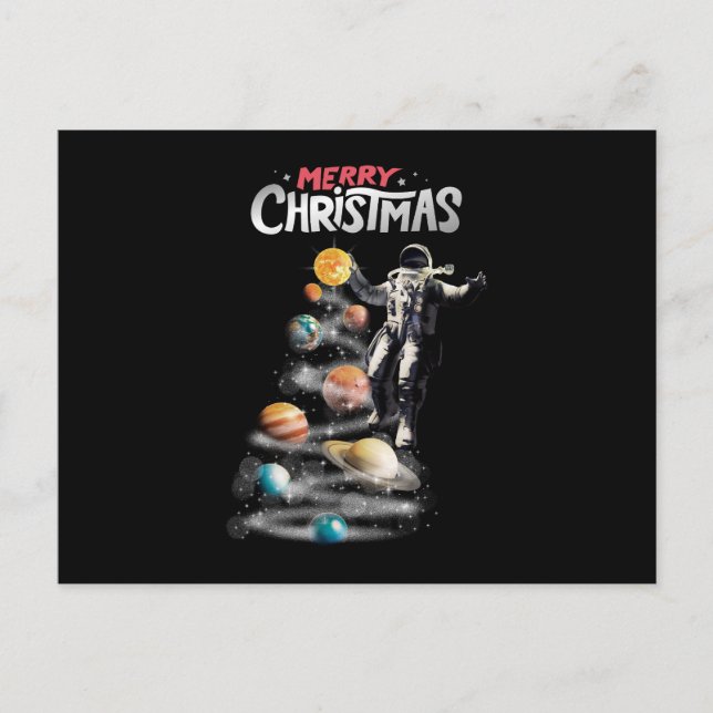 Carte Postale Noël dans le système solaire spatial L'astronaute  (Devant)