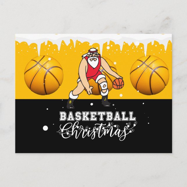 Carte Postale Noël de basket-ball avec le Père Noël (Devant)