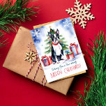 Carte Postale Noël de Boston Terrier salutations pour les chiens<br><div class="desc">Boston Terrier Joyeux Noël de voeux carte postale pour les chiens,  aquarelle mignonne Boston Terrier chiot par boîtes cadeaux et arbre de Noël,  carte postale de Noël pour les amoureux de les chiens</div>