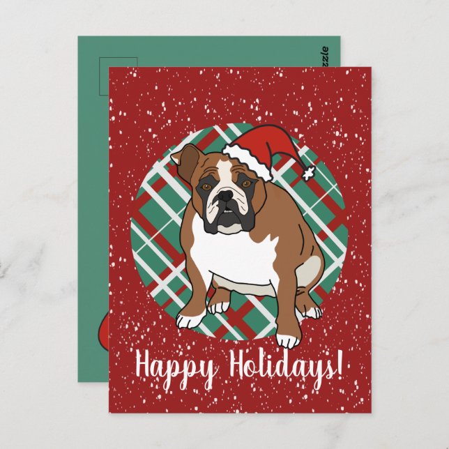Carte Postale Noël de Bulldog anglais (Devant / Derrière)