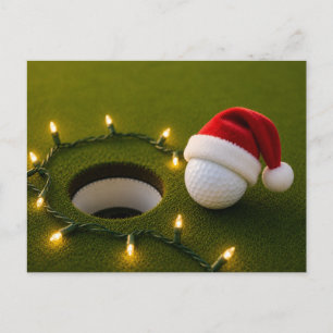 Carte Postale Noël de golf avec balle de golf pour golfeur