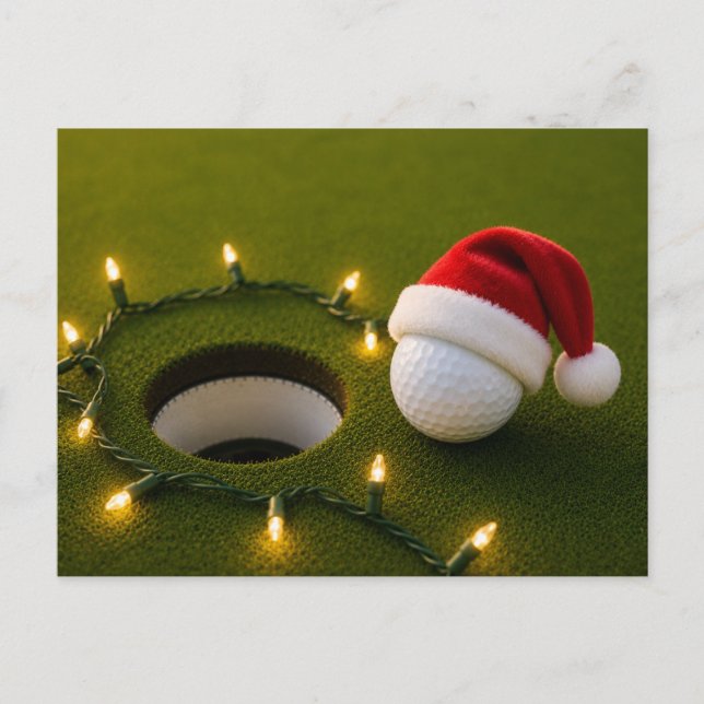 Carte Postale Noël de golf avec balle de golf pour golfeur   (Devant)