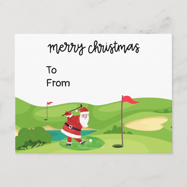 Carte Postale Noël de golf avec le Père Noël pour golfeur drôle (Devant)