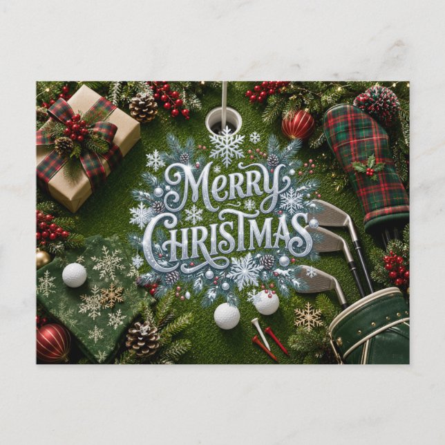 Carte Postale Noël de golf vacances (Devant)