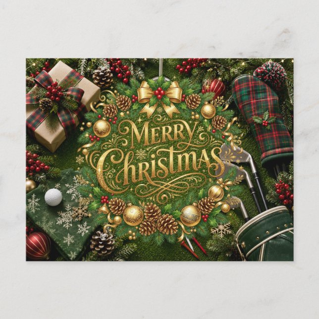 Carte Postale Noël de golf vacances (Devant)