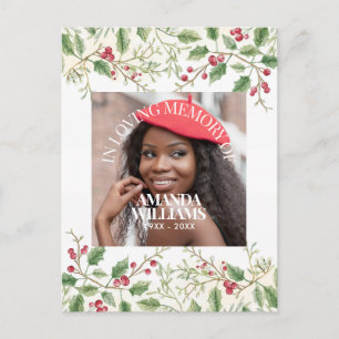 Carte Postale Noël de la mémoire de photo personnalisée Holly Be