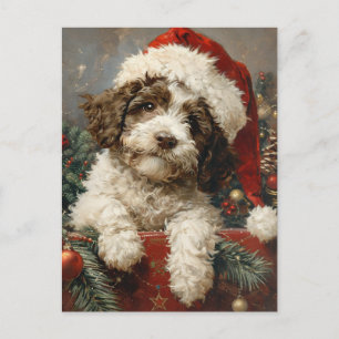 Carte Postale Noël de Lagotto Romagnolo