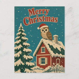 Carte Postale Noël de l'animal de la cour de la chaumière au hib