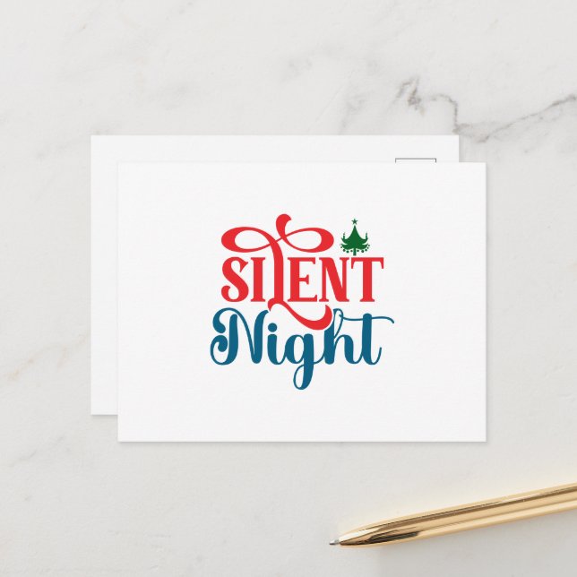 Carte Postale Noël de nuit silencieuse (Devant/Arrière en situation)
