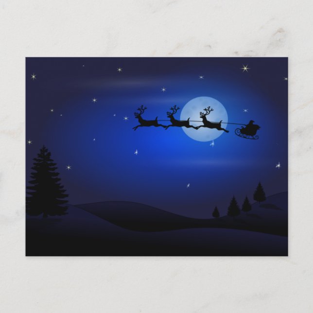 Carte Postale Noël de père Noël Sleigh (Devant)