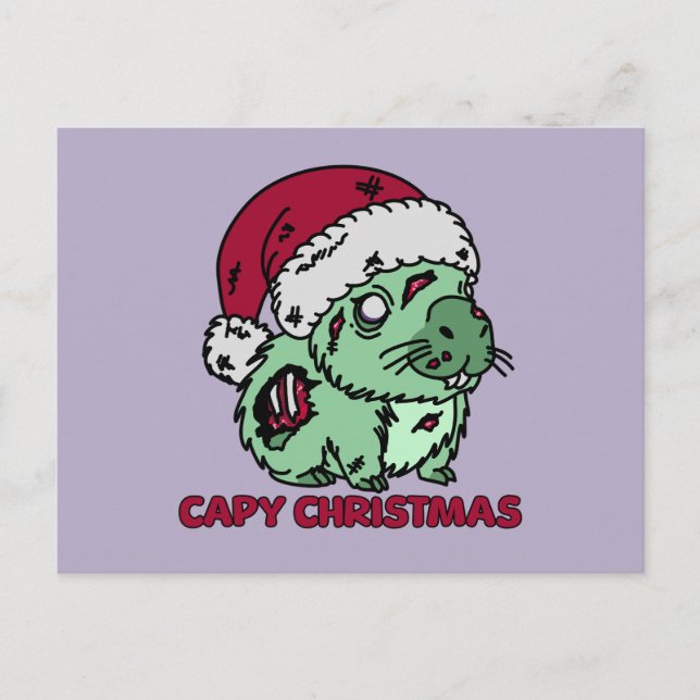 Carte Postale Noël de Zombie Capybara (Devant)