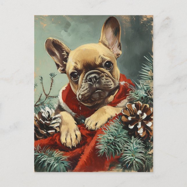 Carte Postale Noël des Bulldog français (Devant)