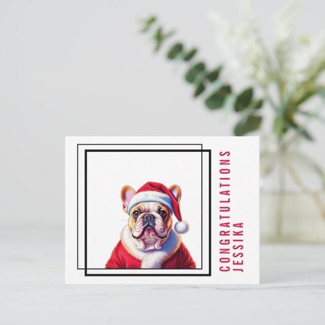 Carte Postale Noël des Bulldog français (Debout devant)