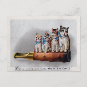 Carte Postale Noël des chats victoriens vintages