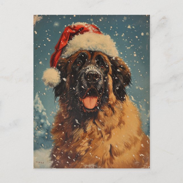 Carte Postale Noël des chiens de Leonberger (Devant)