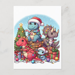 Carte Postale Noël des dinosaures , 