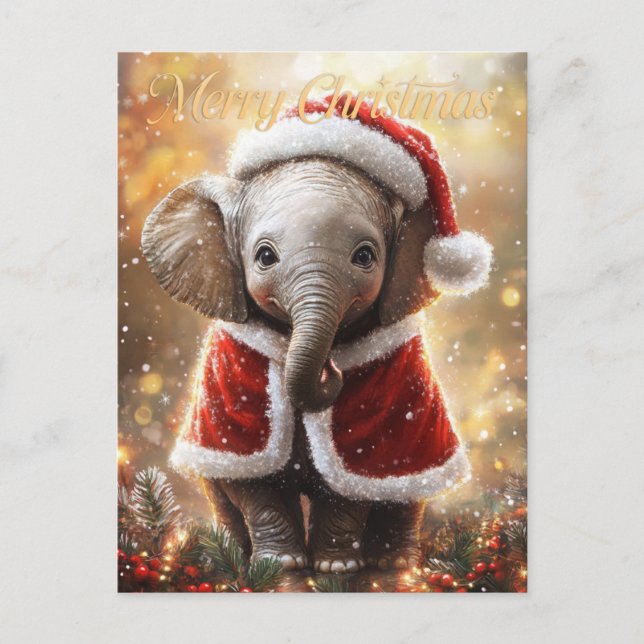 Carte Postale Noël des éléphants (Devant)
