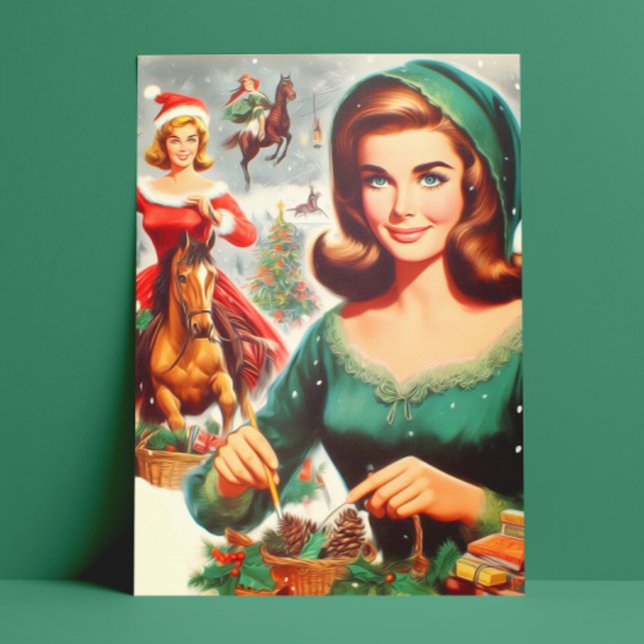 Carte Postale Noël des Filles Vintage  (Créateur téléchargé)