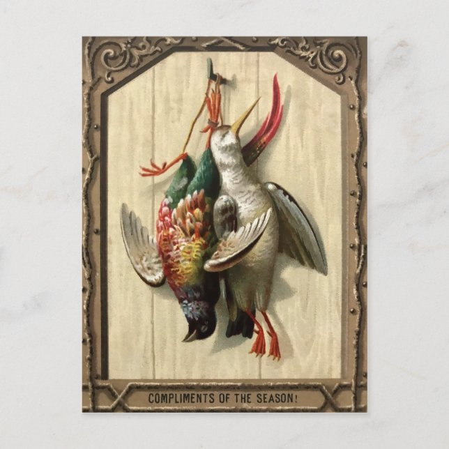 Carte Postale Noël des oiseaux morts victoriens (Devant)
