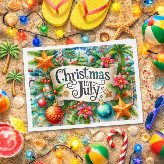 Carte Postale Noël d'été amusant pendant les vacances de juillet