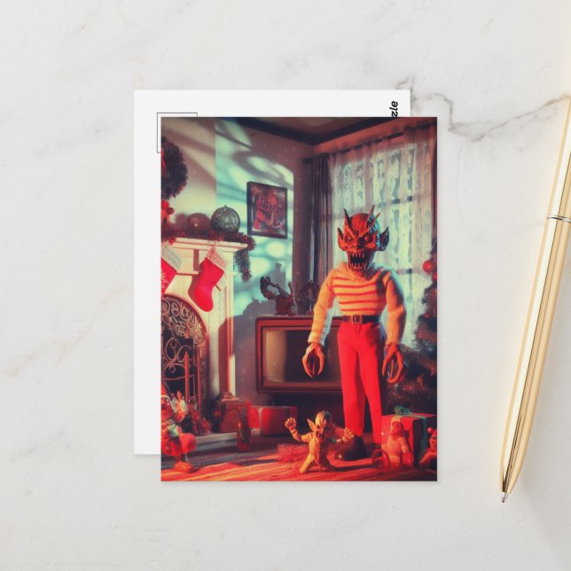 Carte Postale Noël d'horreur éffrayante (Devant/Arrière en situation)