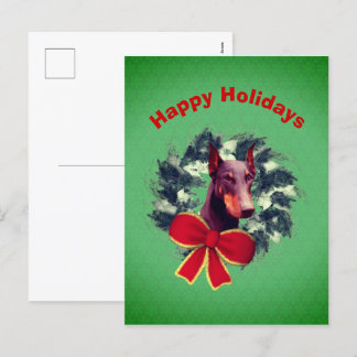 Carte postale Noël Doberman Wreath Bow