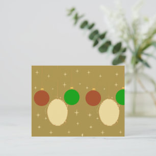 Carte Postale Noël Dorée Boules de Noël Chic
