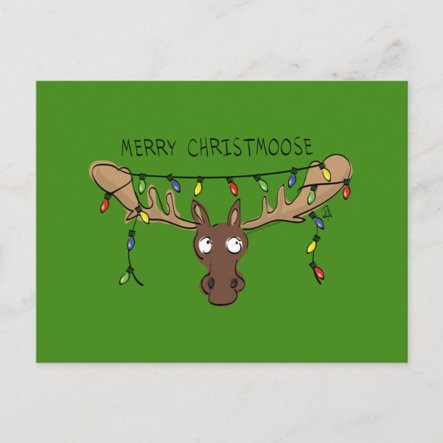 Carte Postale Noël drôle Moose Cute (Devant)