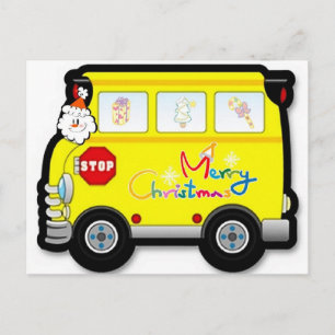 Carte postale Noël du conducteur de bus scolaire