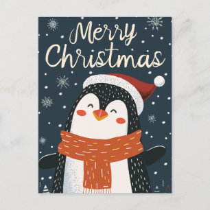 Carte Postale Noël du mignon pingouin