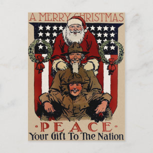 Carte Postale Noël du Patriotique vintage Père Noël