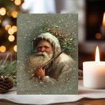 Carte Postale Noël du Vieux Père vintage à la neige<br><div class="desc">Vintage artistique Robert Finlay McIntyre portrait du vieux monde Père Noël dans la neige avec saint et glace sur ses robes blanches. Le verso comporte un arrière - plan sépia complémentaire avec des champs de texte modifiables.</div>