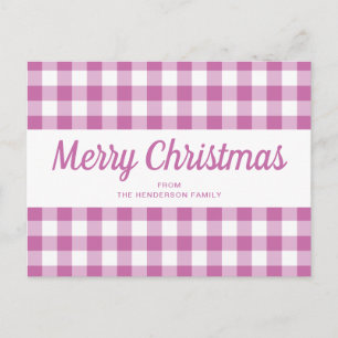 Carte Postale Noël Écriture Plaid Rose Moderne