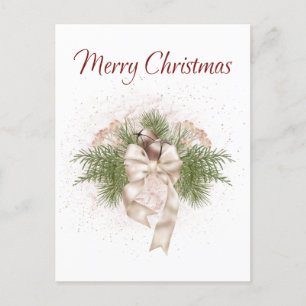Carte Postale Noël élégant Boho ivoire vert aquarelle