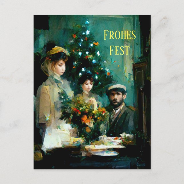Carte Postale Noël en famille. Impressionniste (Devant)