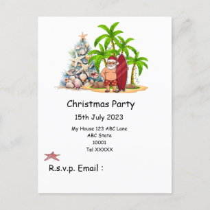 Carte Postale Noël en juillet avec SANTA CLAUS sur la plage