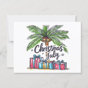 Carte Postale Noël en Juillet Vacances Tropicales Palmiers Cadea