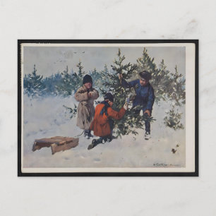 Carte Postale Noël en Pologne vintage