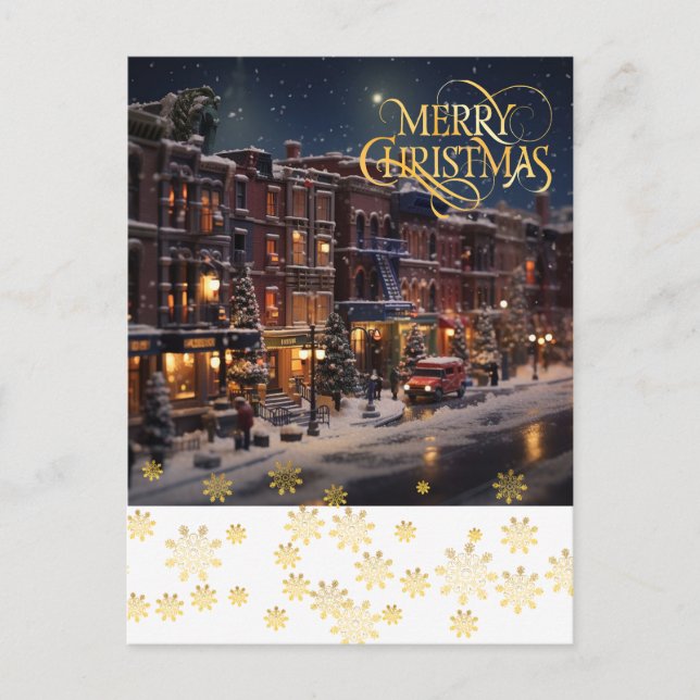 Carte Postale Noël en ville. (Devant)