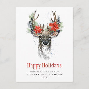 Carte Postale Noël Extraordinaire Deer Holiday Salutation d'entr