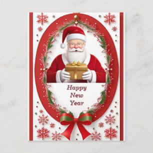 Carte Postale Noël festif 🎄 Père Noël Cadeau Fêtes Neige
