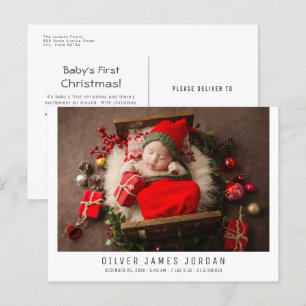 Carte Postale Noël Fêtes Nouveau-né Faire-part de naissance bébé