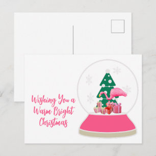 Carte Postale Noël Flamant Boule à Neige Plage Noël