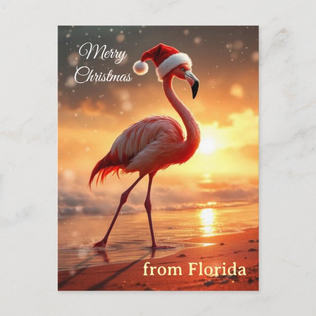 Carte Postale Noël flamant rose (Devant)